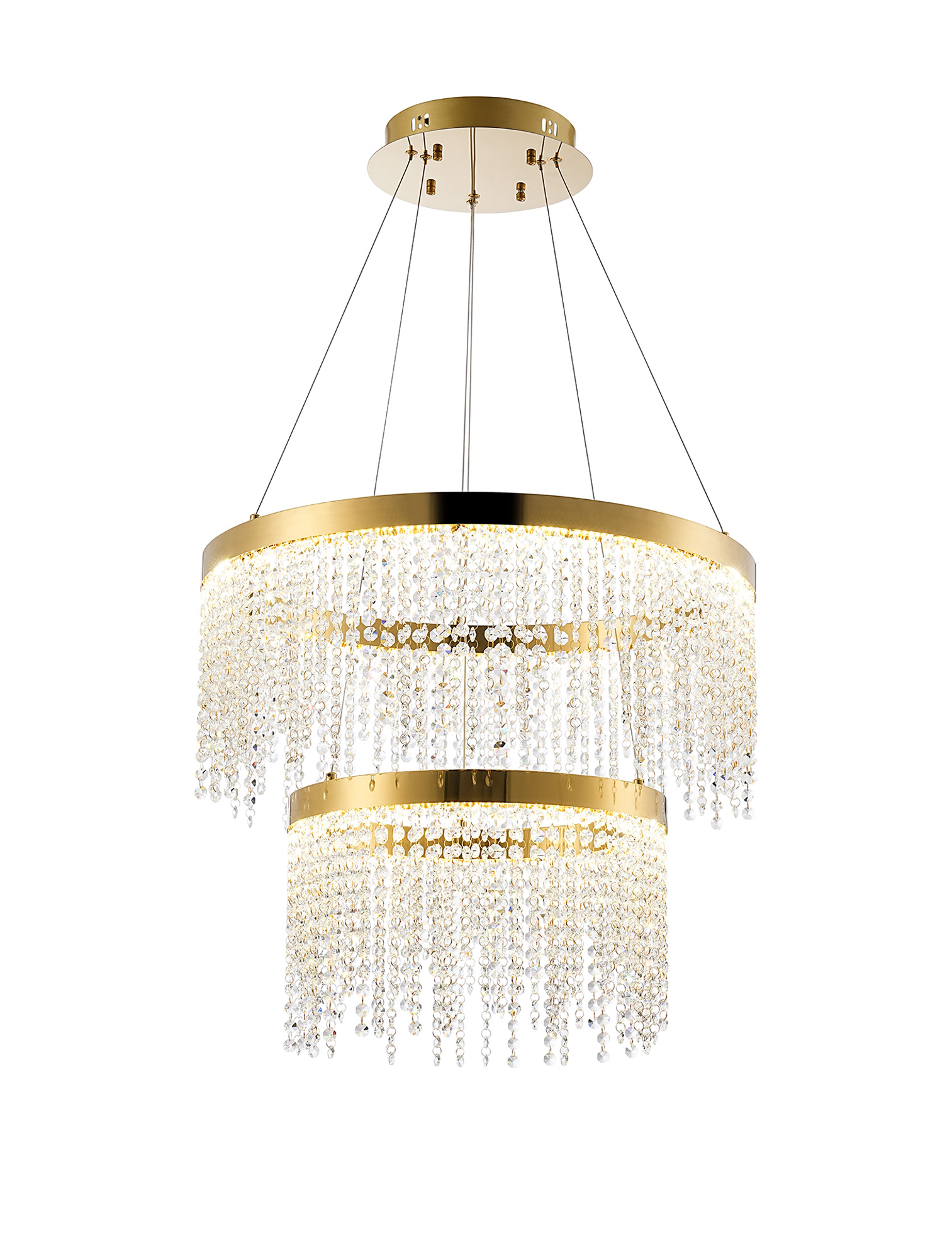 IL32872  Bano Round Dimmable 2 TIer Pendant 47W LED French Gold